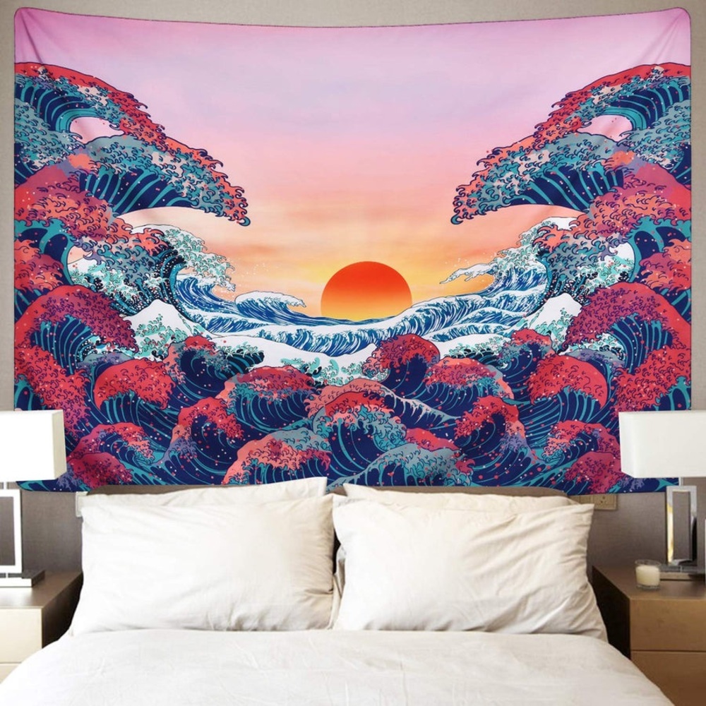Sunset Ocean Wave Tapestry